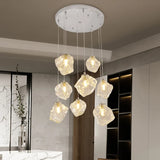 Modern Art Deco Geometric Clear Glass Metal Pendant Light Image - 3
