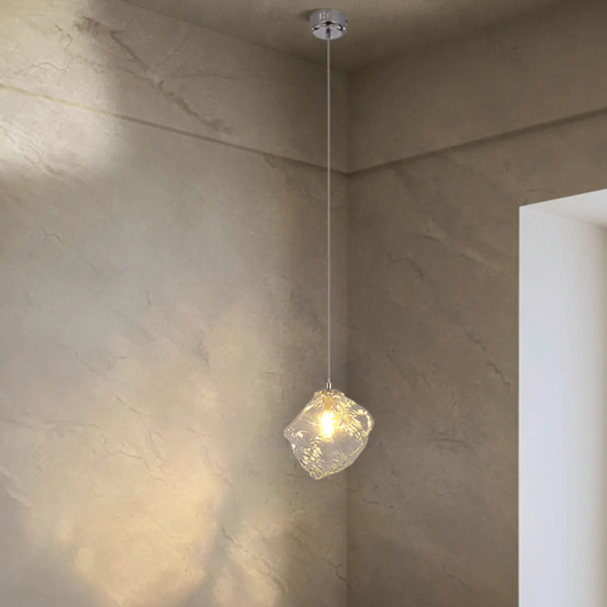 Modern Art Deco Geometric Clear Glass Metal Pendant Light Image - 6