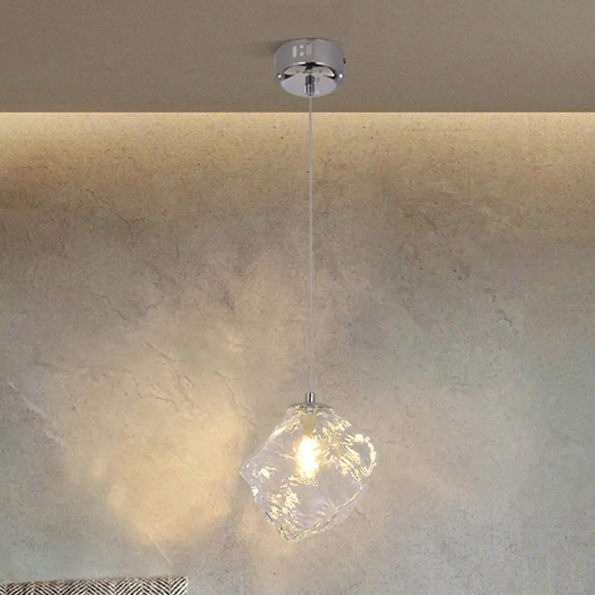 Modern Art Deco Geometric Clear Glass Metal Pendant Light Image - 7
