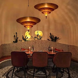 Modern Art Deco Parasol-Style Tiered Parchment Pendant Light Image - 5