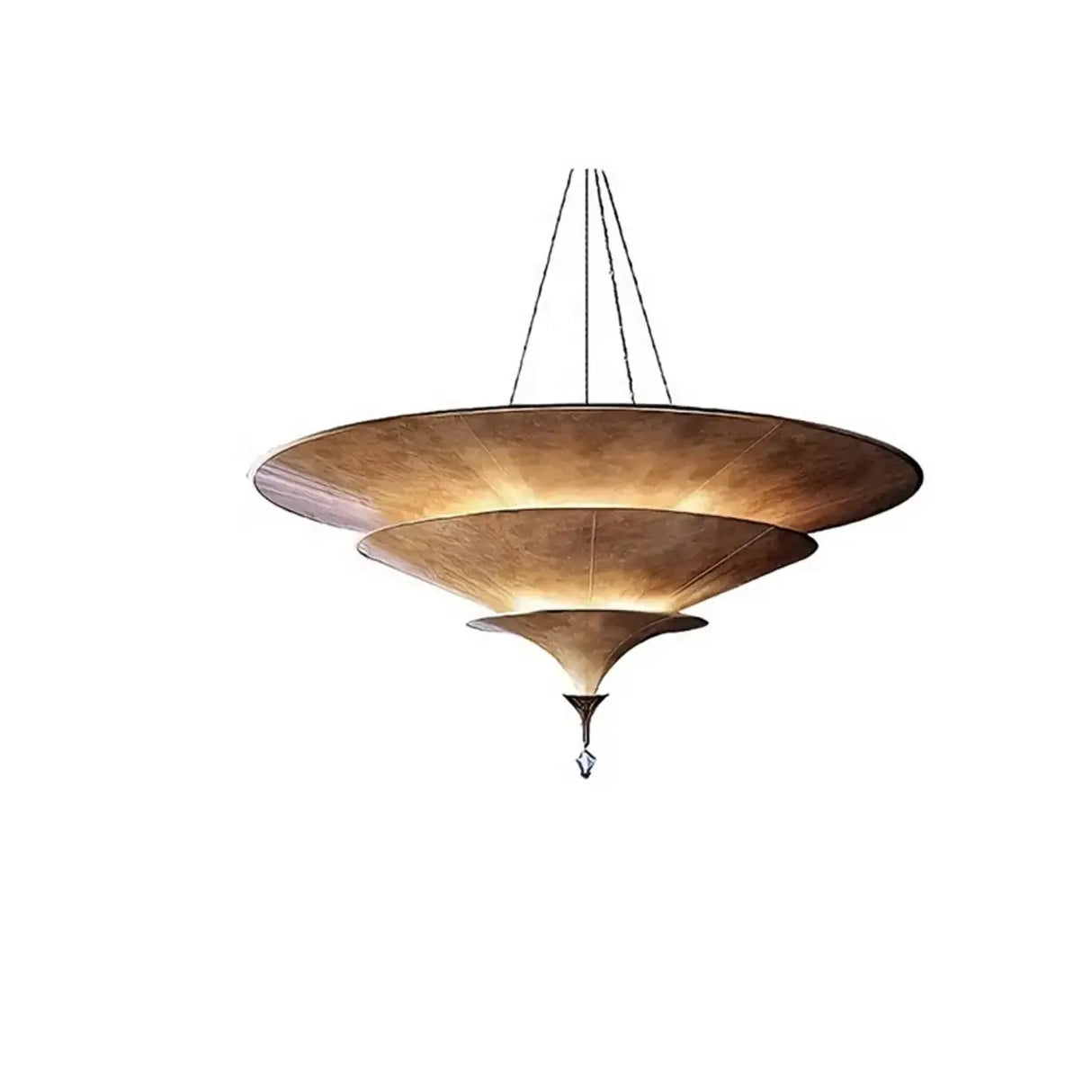 Modern Art Deco Parasol-Style Tiered Parchment Pendant Light Image - 6