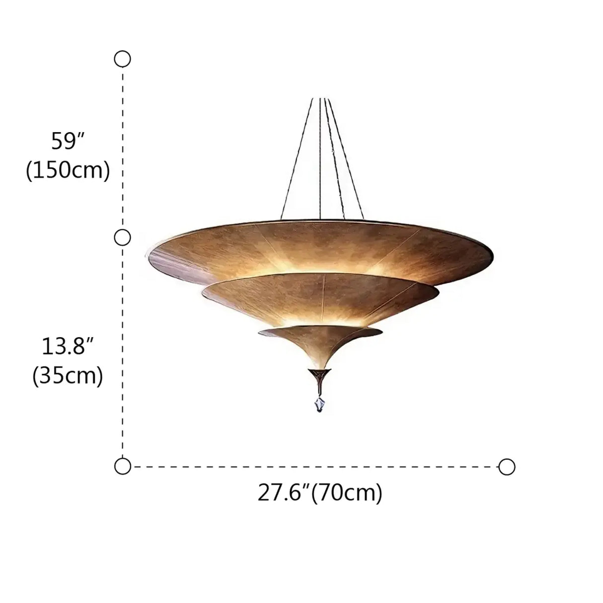 Modern Art Deco Parasol-Style Tiered Parchment Pendant Light Image - 9