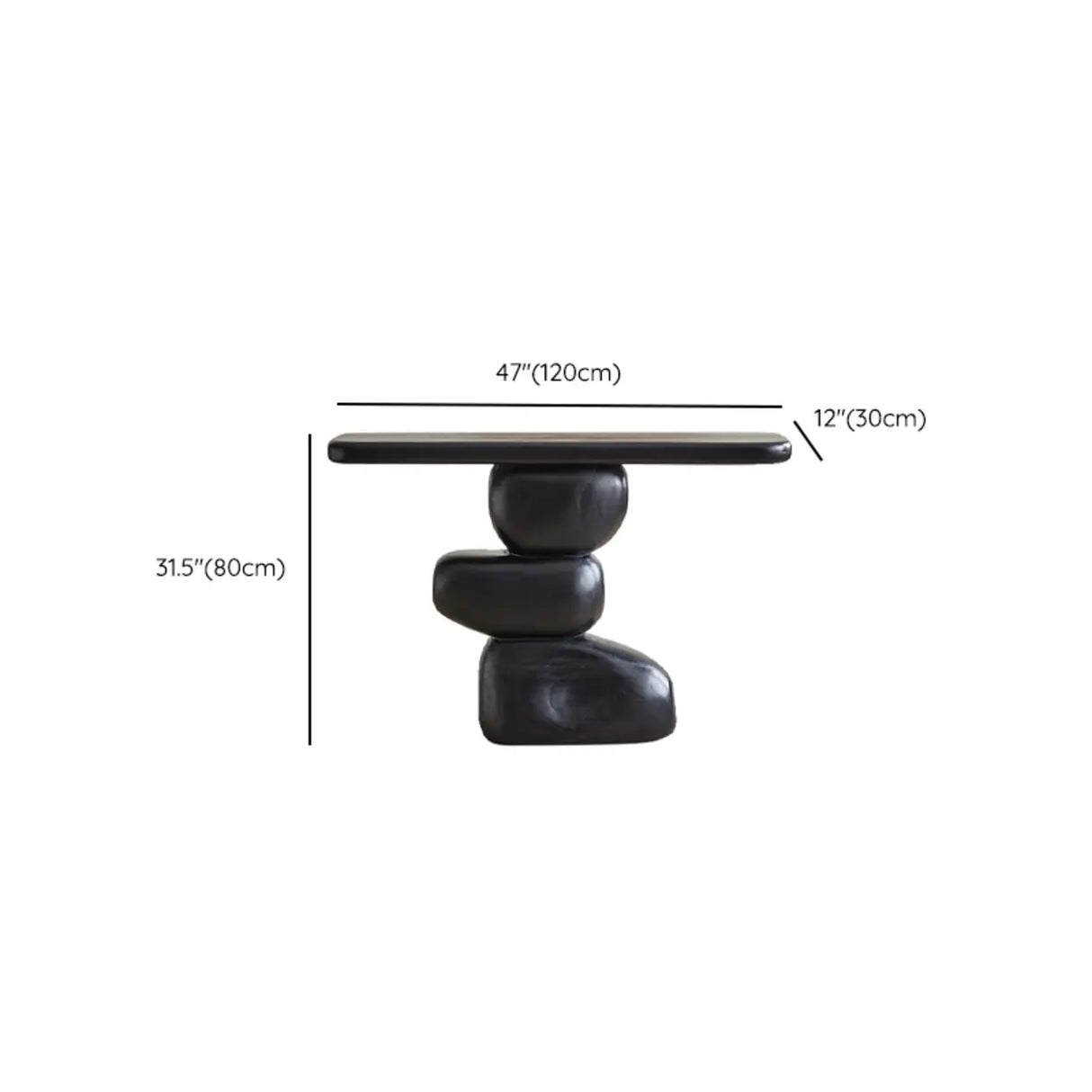 Modern Artistic Black Sculptural Pedestal Wood Console Table Image - 10