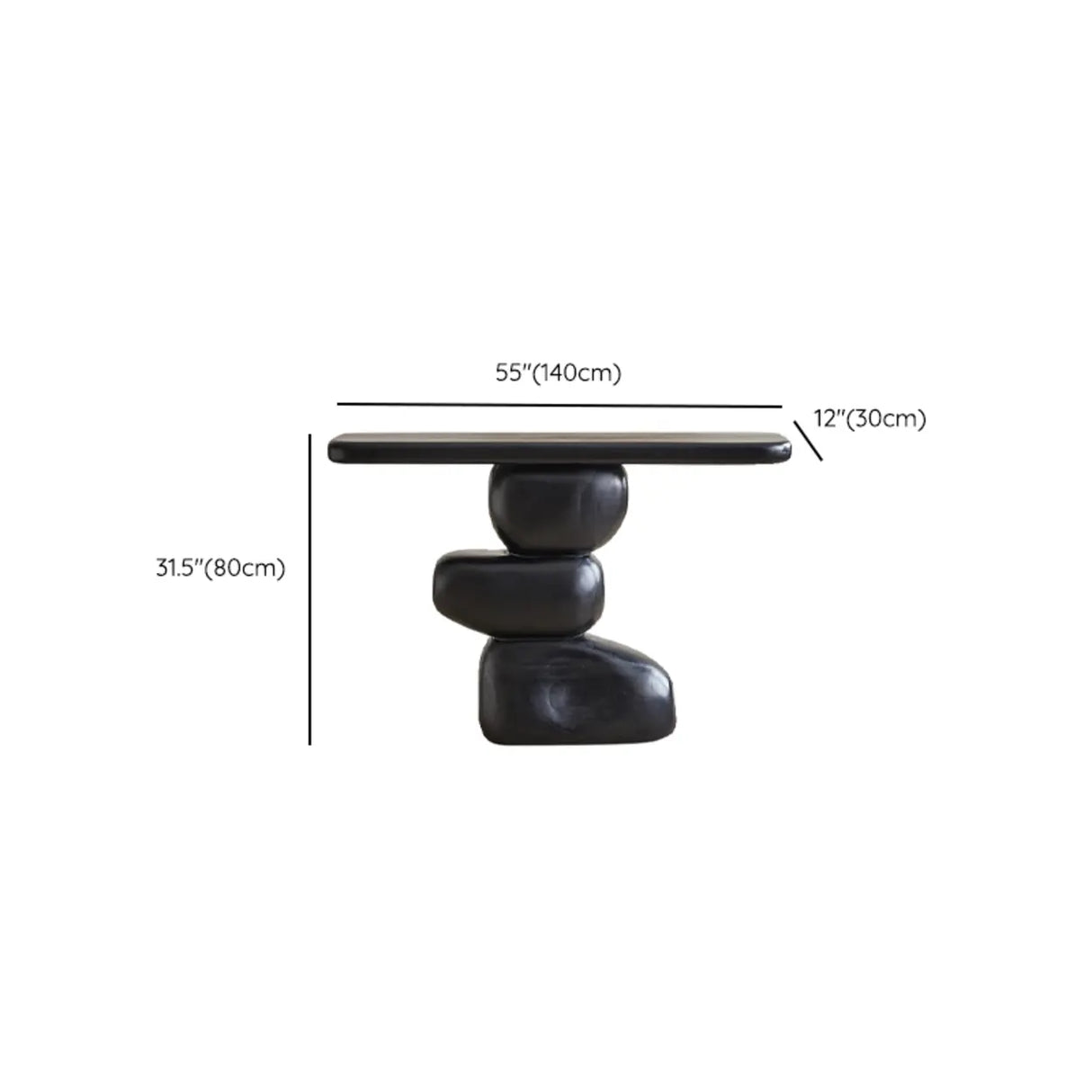 Modern Artistic Black Sculptural Pedestal Wood Console Table Image - 11