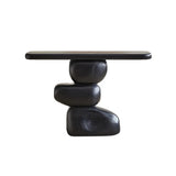 Modern Artistic Black Sculptural Pedestal Wood Console Table Image - 2