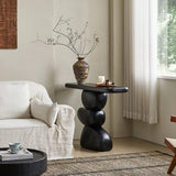 Modern Artistic Black Sculptural Pedestal Wood Console Table Image - 3