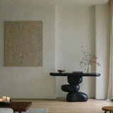 Modern Artistic Black Sculptural Pedestal Wood Console Table Image - 6