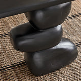 Modern Artistic Black Sculptural Pedestal Wood Console Table Image - 7