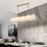 Modern Artistic Brass Alabaster linear Dining Room Island Light Image - 2