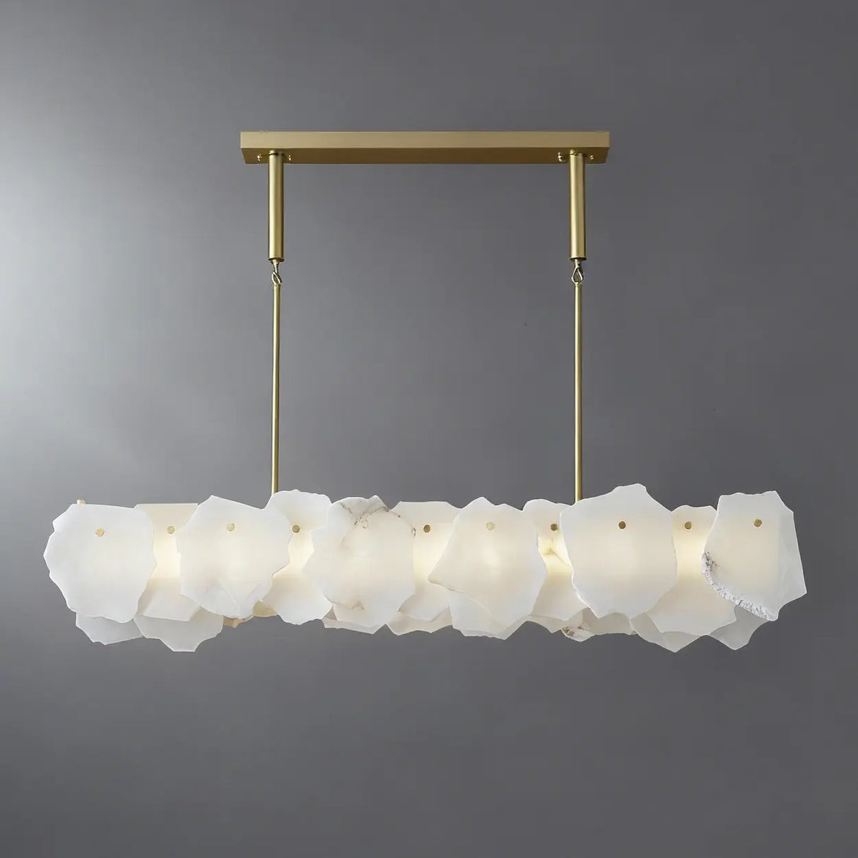 Modern Artistic Brass Alabaster linear Dining Room Island Light Image - 5