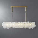 Modern Artistic Brass Alabaster linear Dining Room Island Light Image - 5