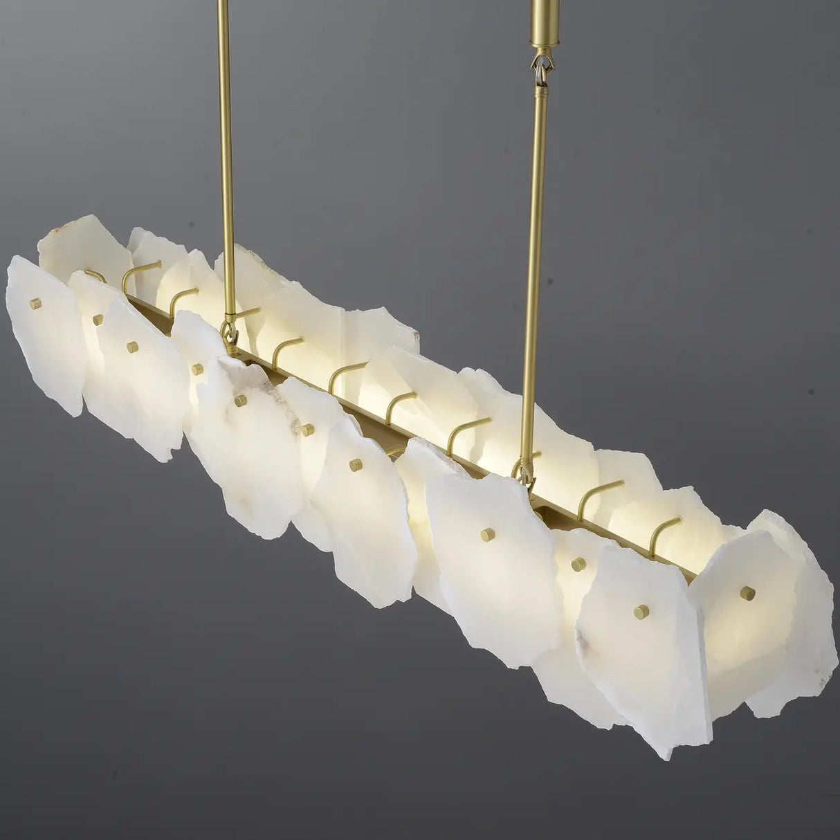 Modern Artistic Brass Alabaster linear Dining Room Island Light Image - 6