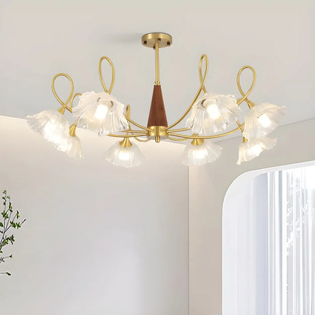 Modern Artistic Clear Glass Floral Branching Chandelier Image - 2
