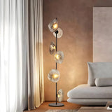 Modern Artistic Irregular Flower Clear Glass Floor Lamp Image - 1