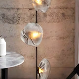 Modern Artistic Irregular Flower Clear Glass Floor Lamp Image - 15