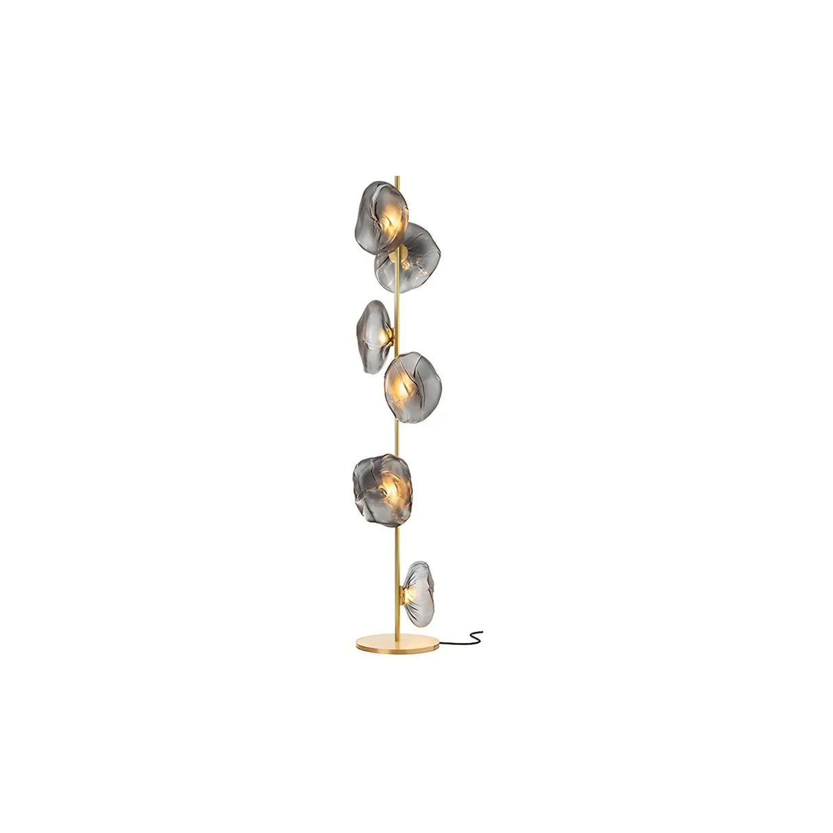 Modern Artistic Irregular Flower Clear Glass Floor Lamp Image - 2
