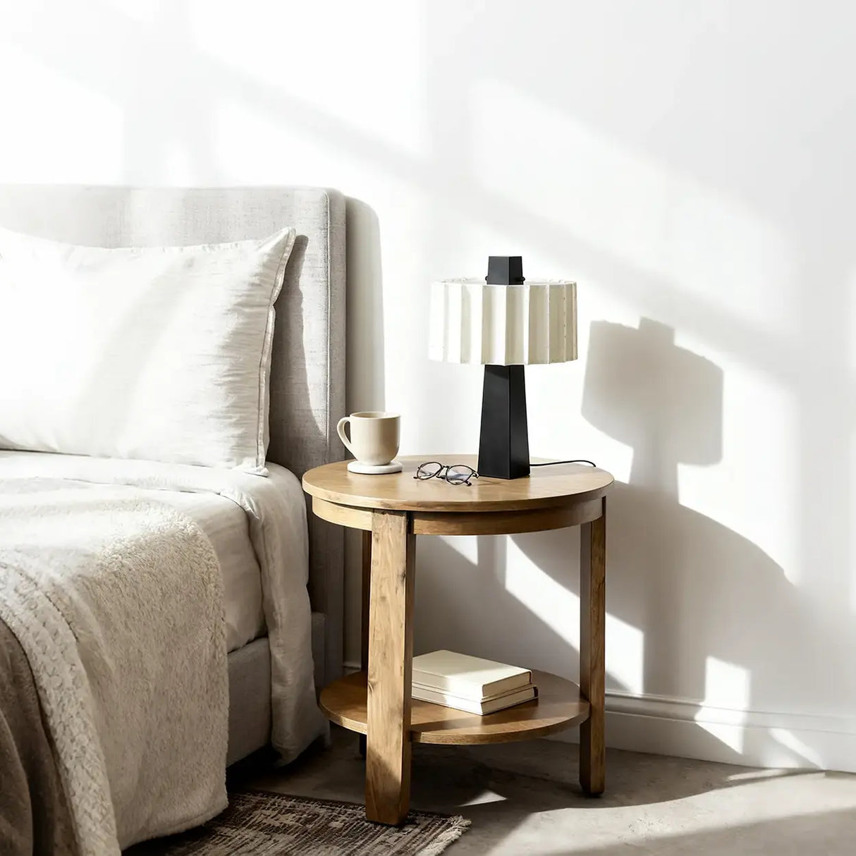 Modern Artistic LED Table Lamp with White Pleated Shade Image - 2