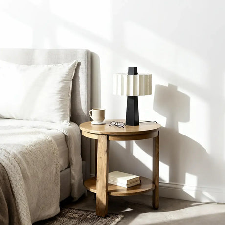 Modern Artistic LED Table Lamp with White Pleated Shade Image - 2