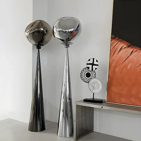 Modern Artistic Melted Globe Tapered Base Acrylic Floor Lamp Image - 1