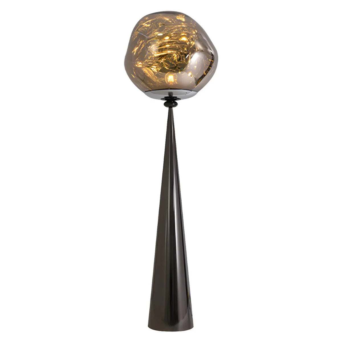 Modern Artistic Melted Globe Tapered Base Acrylic Floor Lamp Image - 7