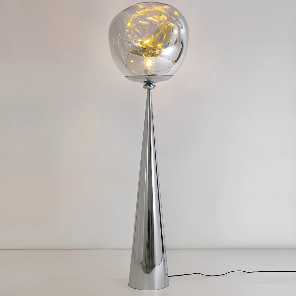 Modern Artistic Melted Globe Tapered Base Acrylic Floor Lamp Image - 8