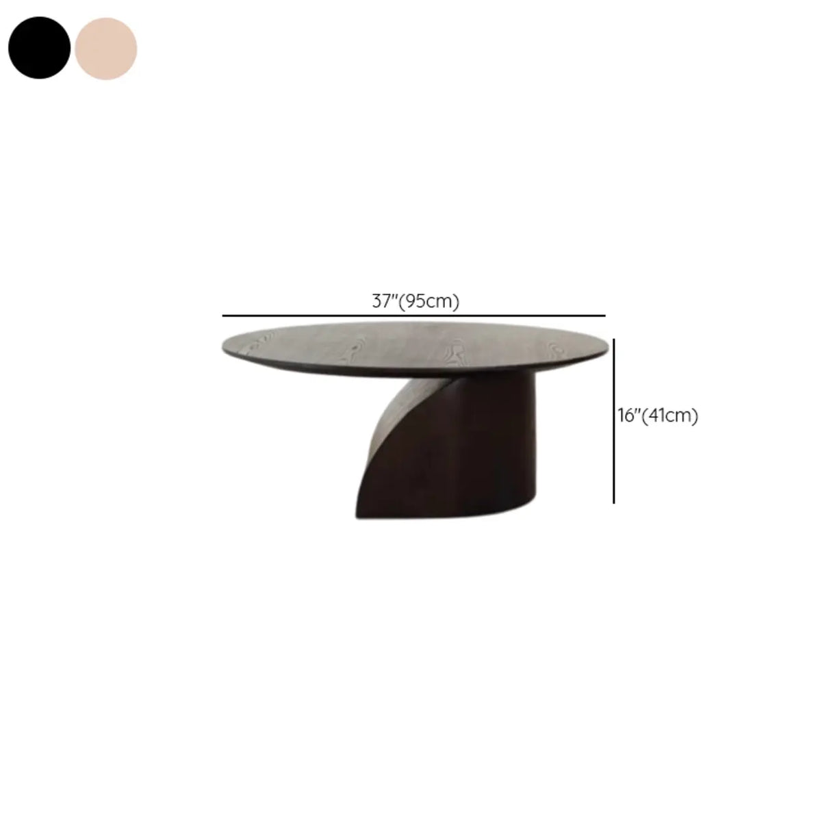Modern Artistic Round Low-Profile Small Wood Coffee Table 