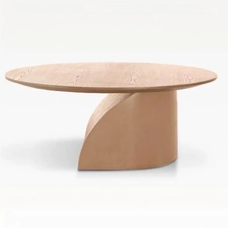 Modern Artistic Round Low-Profile Small Wood Coffee Table Image - 2