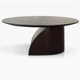 Modern Artistic Round Low-Profile Small Wood Coffee Table Image - 3