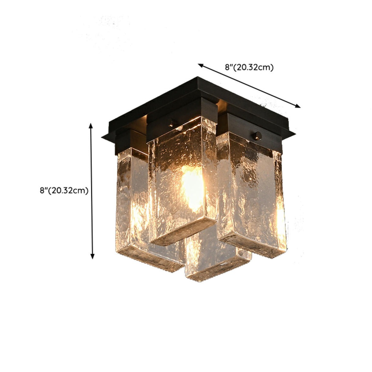 Modern Balcony Square Clear Glass Flush Mount Light 