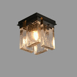 Modern Balcony Square Clear Glass Flush Mount Light Image - 6