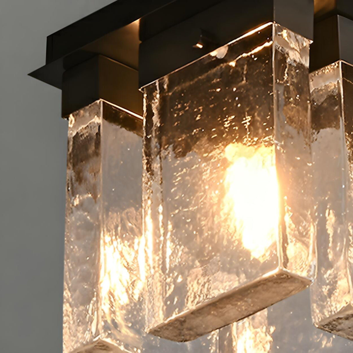 Modern Balcony Square Clear Glass Flush Mount Light Image - 7
