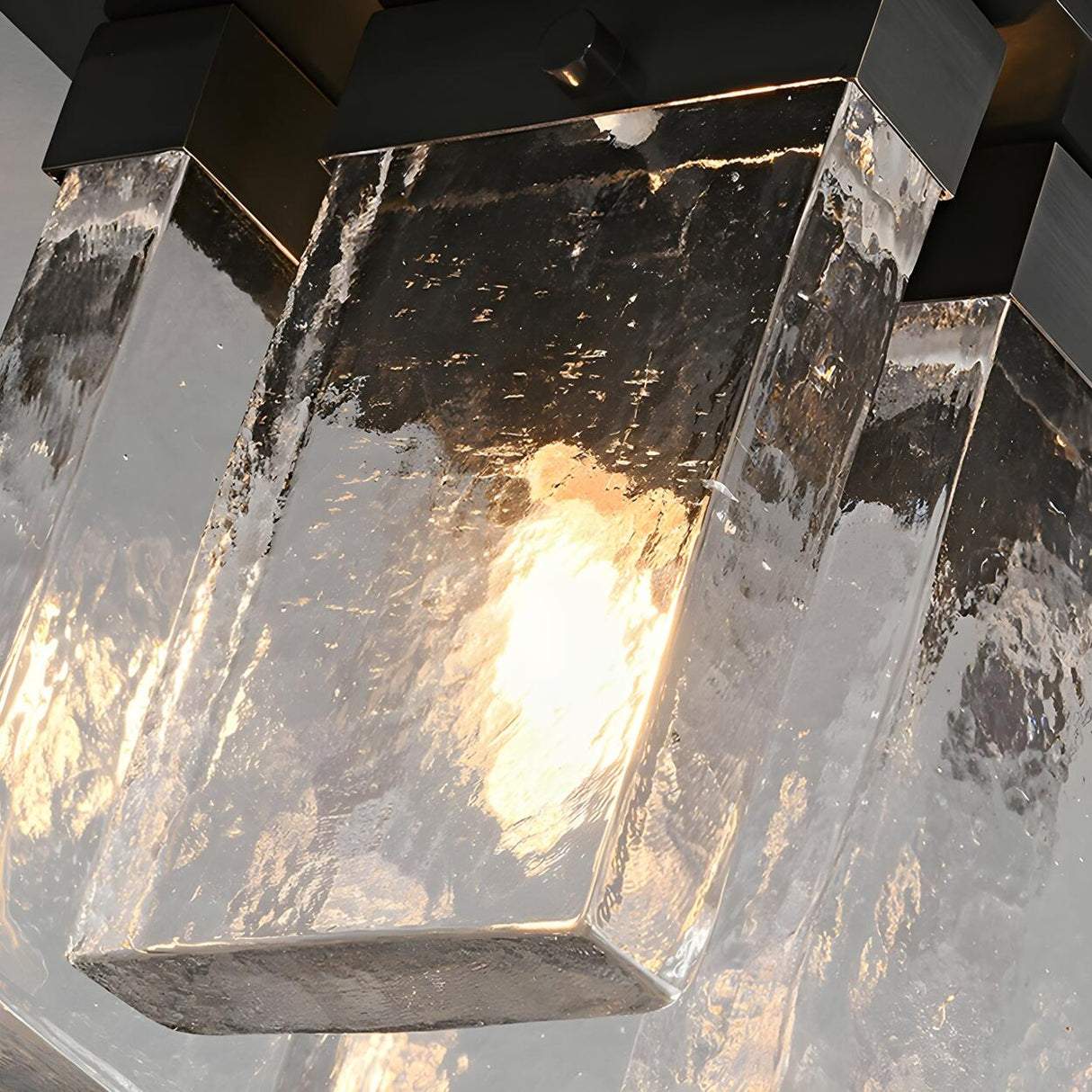 Modern Balcony Square Clear Glass Flush Mount Light Image - 8