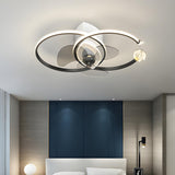 Modern Ball Decor Metal Double Ring Ceiling Fan Light Image - 14