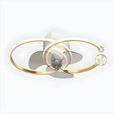 Modern Ball Decor Metal Double Ring Ceiling Fan Light Image - 7