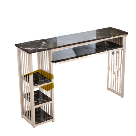 Modern Bar Height Console Table with Storage Shelves Image - 1
