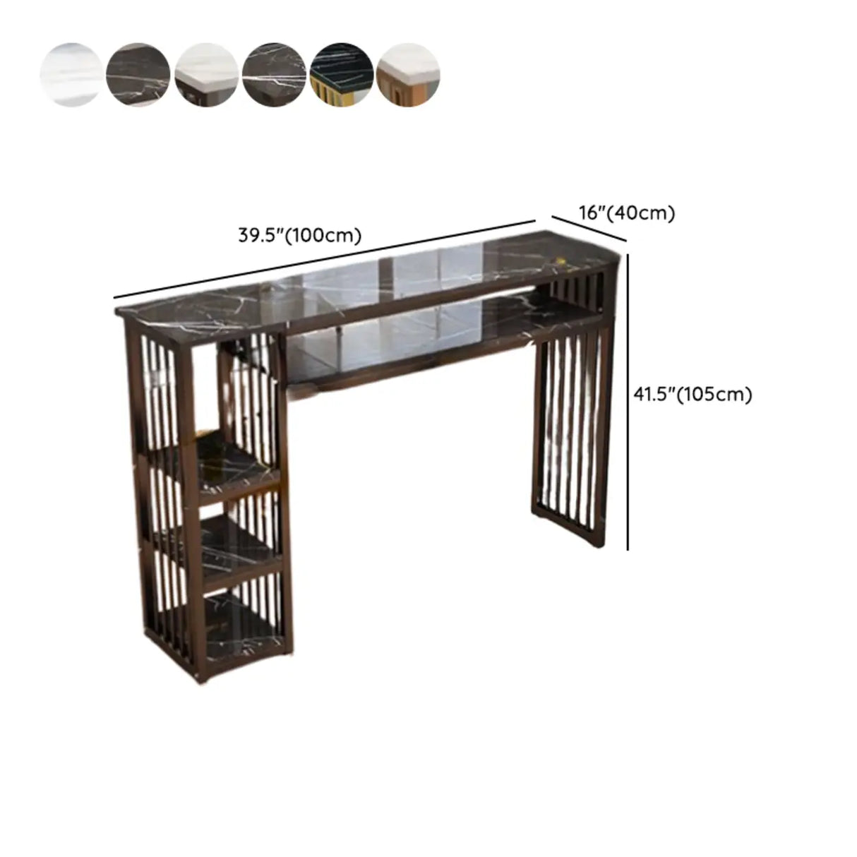 Modern Bar Height Console Table with Storage Shelves 