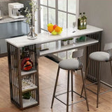 Modern Bar Height Console Table with Storage Shelves Image - 3