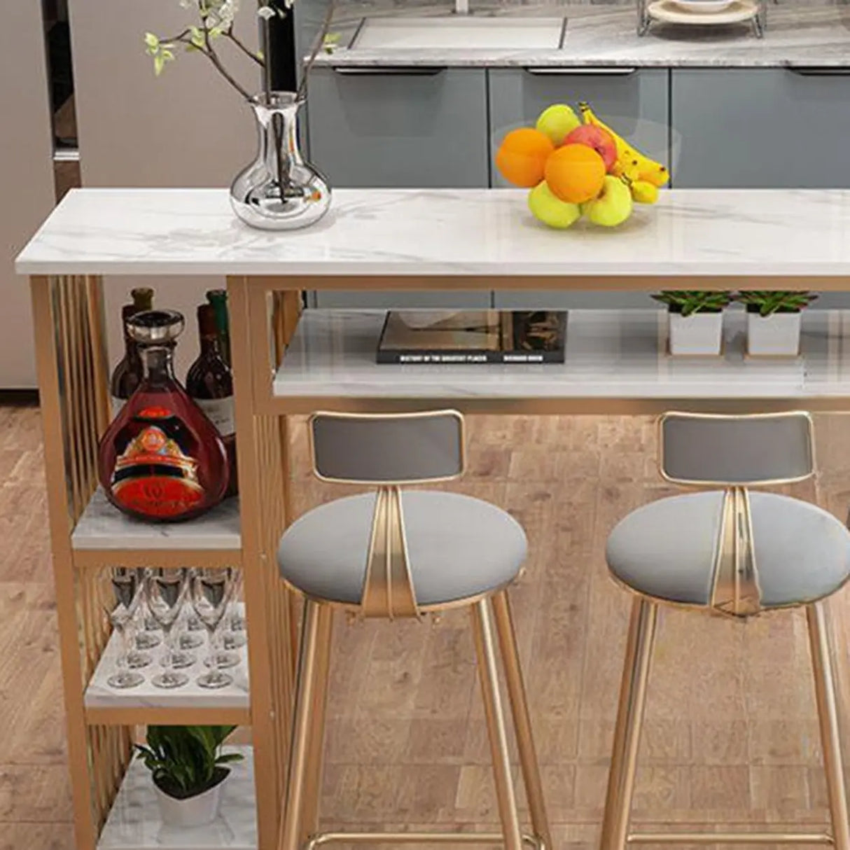 Modern Bar Height Console Table with Storage Shelves Image - 4