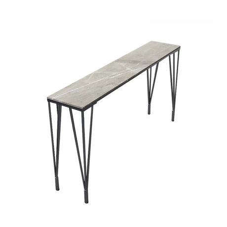 Modern Bar Table Set with 4 Houndstooth Gold Stools Image - 2