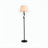 Modern Barrel and Curved Metal Floor Lamp with Shelf Image - 2