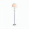 Modern Barrel and Curved Metal Floor Lamp with Shelf Image - 3
