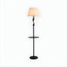 Modern Barrel and Curved Metal Floor Lamp with Shelf Image - 5