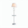 Modern Barrel and Curved Metal Floor Lamp with Shelf Image - 7