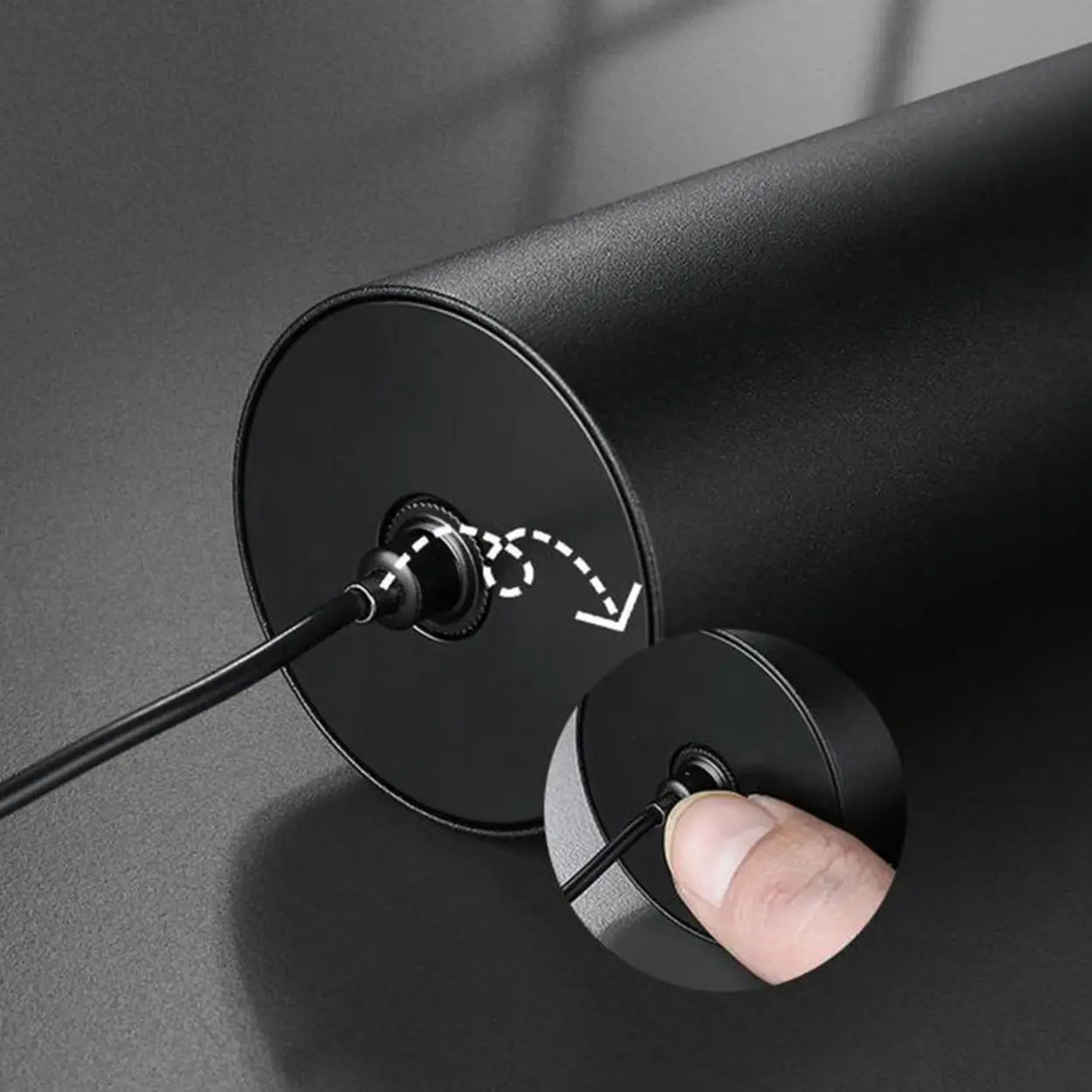 Modern Bedroom Black Cylinder Metal Pendant Light Image - 8