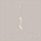 Modern Bedroom Black Metal Spiral LED Pendant Light Image - 2