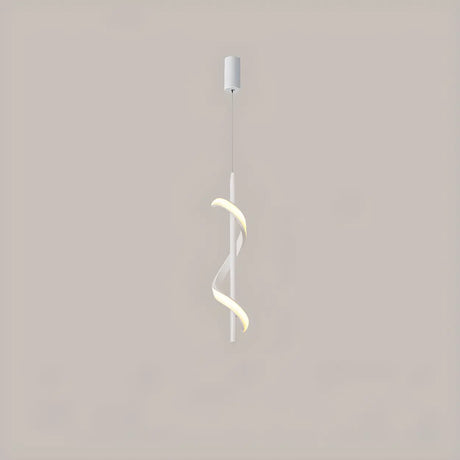 Modern Bedroom Black Metal Spiral LED Pendant Light Image - 2