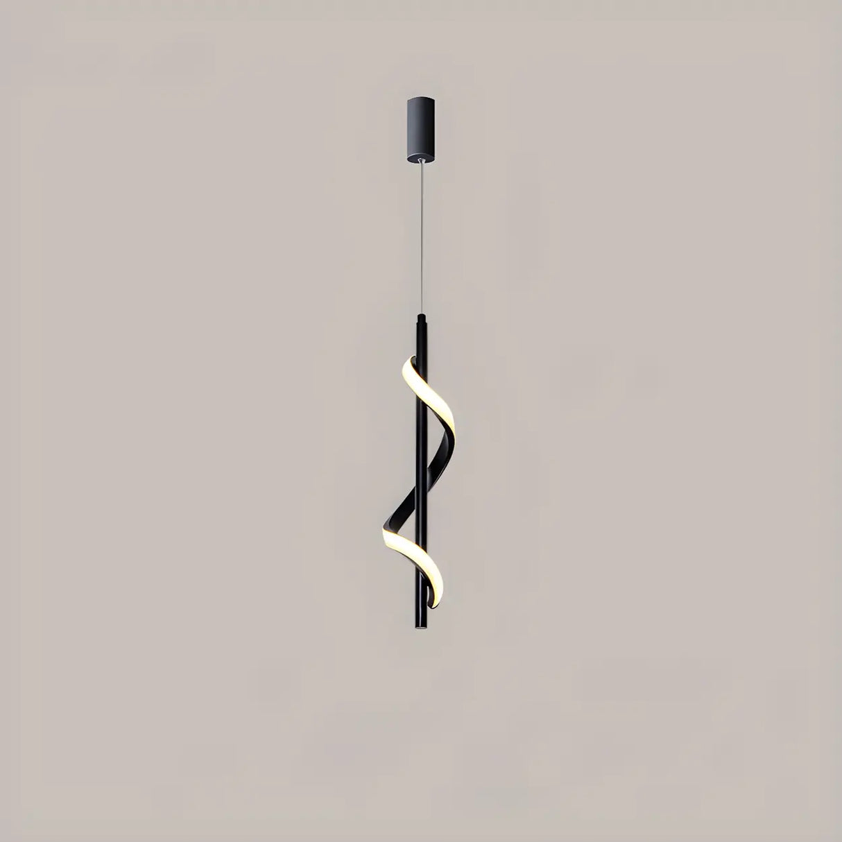 Modern Bedroom Black Metal Spiral LED Pendant Light Image - 3