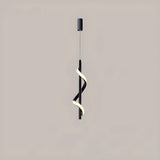 Modern Bedroom Black Metal Spiral LED Pendant Light Image - 3