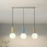 Modern Bedroom Blue White Glass Triple Globe Pendant Light Image - 1