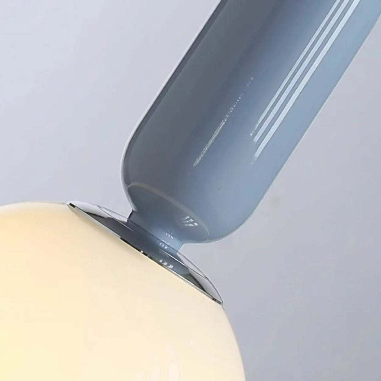 Modern Bedroom Blue White Glass Triple Globe Pendant Light Image - 12